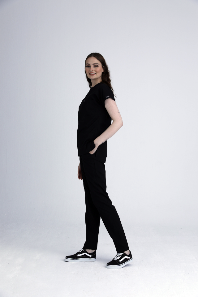 Scrubs | Siyah | Terikoton | Alt & Üst Üniforma Takımı | Balform