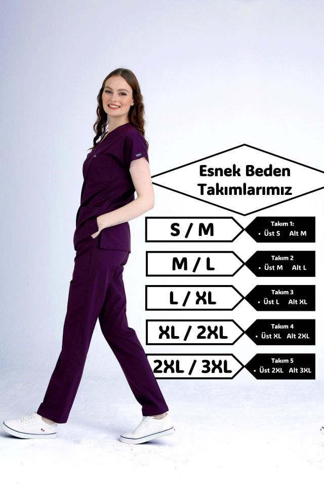 Scrubs | Mürdüm | Esnek Beden Kalıbı | Alt & Üst Üniforma Takımı | Balform