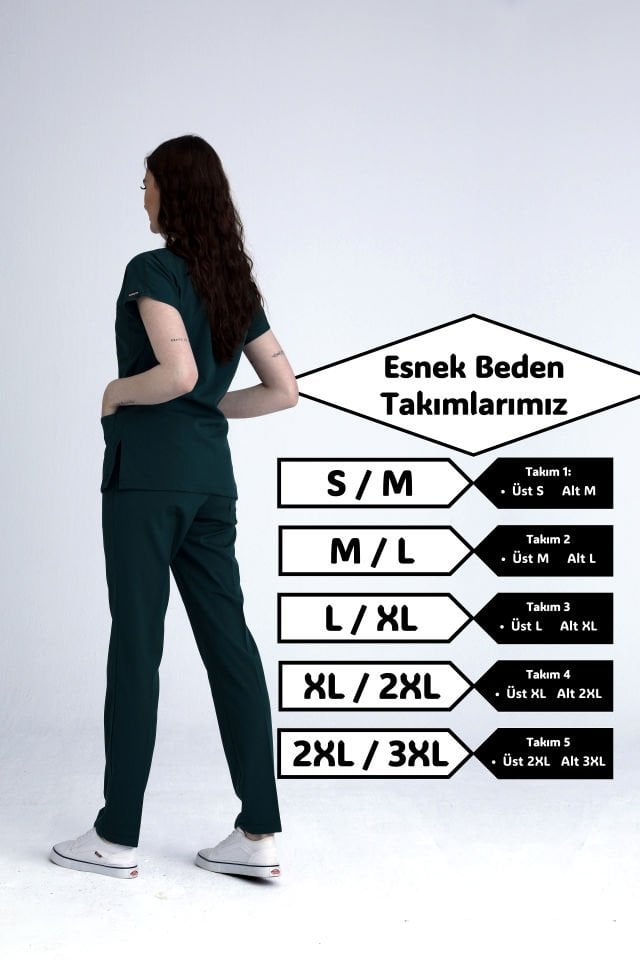 Scrubs | Ördek Başı Yeşili | Esnek Beden Kalıbı | Alt & Üst Üniforma Takımı | Balform
